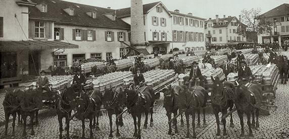 milk arrival in Cham, Switzerland