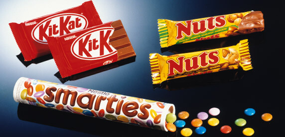 KitKat, Nuts, Smarties
